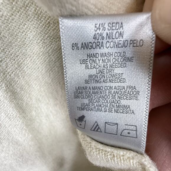 Metro7 SILK ANGORA BLEND Open Cardigan Womens SIZE XL Cream Elevated Basic Soft - Picture 9 of 9